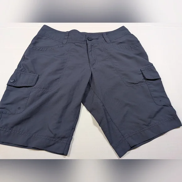 Columbia Omni Wick Cargo Shorts Womens 2 10L Blue Nylon Outdoor Hiking Casual - Picture 2 of 8